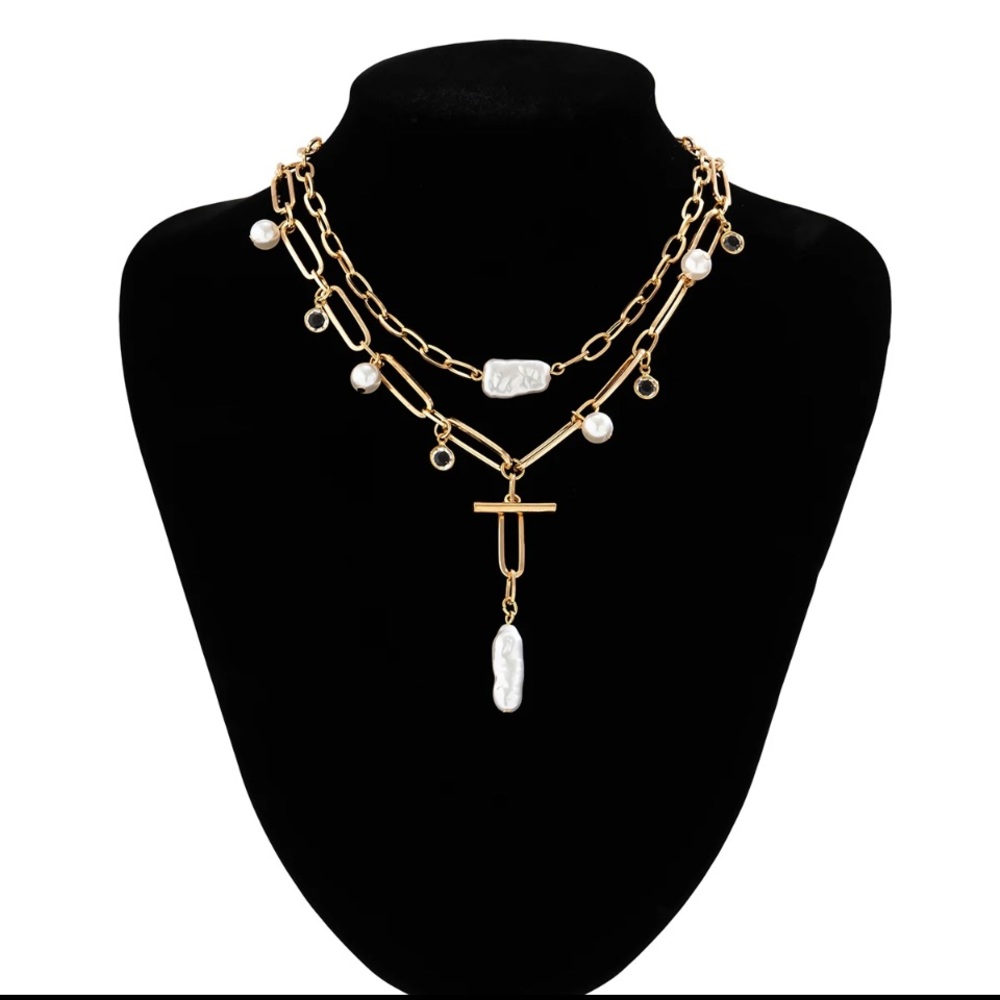 🎉New Layered Chains Cross Pendant Necklace Choker Necklace - Picture 8 of 9